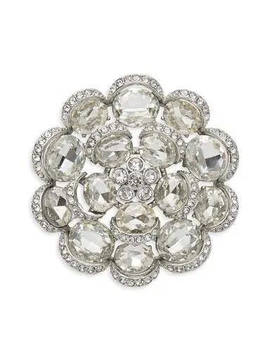 Lele Sadoughi Women's Rose Silvertone & Crystal Brooch - Shiny Silver | Thumbnail 1
