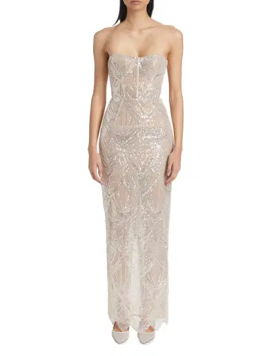 Bronx and Banco Women's Giselle Embellished Strapless Column Gown - White | Thumbnail 2