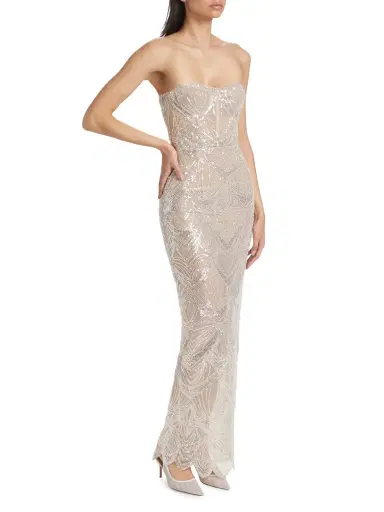 Bronx and Banco Women's Giselle Embellished Strapless Column Gown - White | Thumbnail 3
