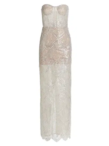 Bronx and Banco Women's Giselle Embellished Strapless Column Gown - White | Thumbnail 8