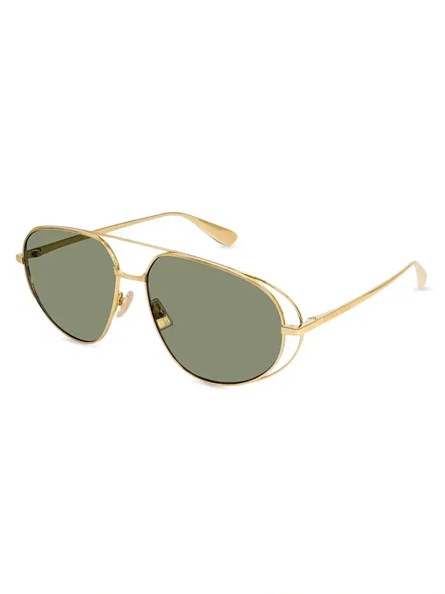 Bottega Veneta Women's Flower 61MM Pilot Sunglasses - Green Gold