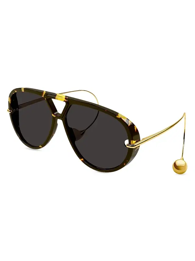 Bottega Veneta Women's Drop 63MM Aviator Sunglasses - Grey Brown Gold Havana