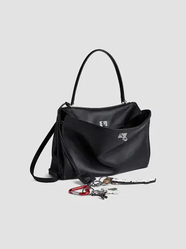 Balenciaga Women's Rodeo Medium Handbag Used Effect with One Charm - Black | Thumbnail 2
