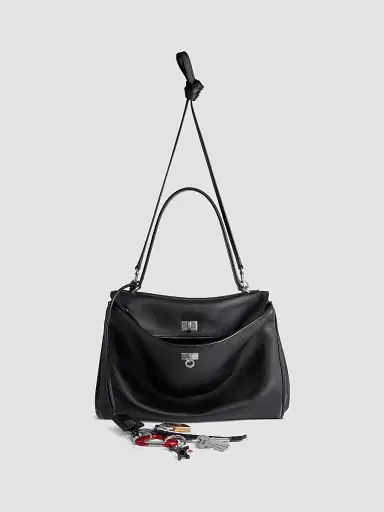 Balenciaga Women's Rodeo Medium Handbag Used Effect with One Charm - Black | Thumbnail 6
