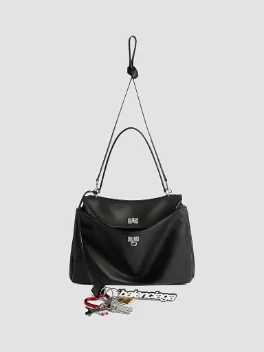 Balenciaga Women's Rodeo Medium Handbag Used Effect with One Charm - Black | Thumbnail 7