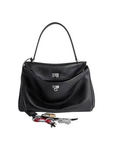 Balenciaga Women's Rodeo Medium Handbag Used Effect with One Charm - Black | Thumbnail 1