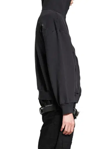 Balenciaga Women's Painted Zip-Up Regular Fit Hoodie - Black Faded | Thumbnail 4