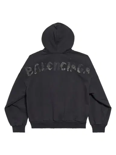Balenciaga Women's Painted Zip-Up Regular Fit Hoodie - Black Faded | Thumbnail 1
