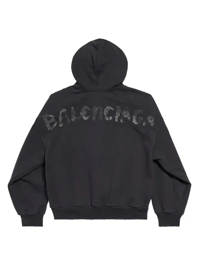 Balenciaga Women's Painted Zip-Up Regular Fit Hoodie - Black Faded