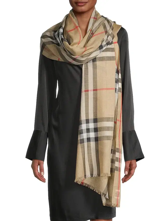 Burberry Women's Giant Check Wool-Silk Gauze Scarf - Archive Beige