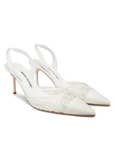 Manolo Blahnik Women's Capsli 70MM Leather Slingback Pumps - Light Cream - Size 12 | Thumbnail 2 Manolo Blahnik Women's Capsli 70MM Leather Slingback Pumps - Light Cream - Size 12 | Thumbnail 2