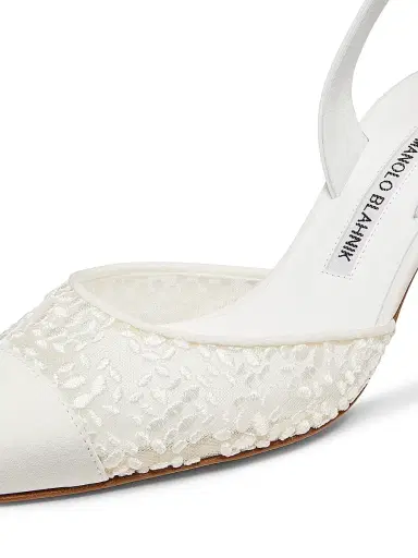 Manolo Blahnik Women's Capsli 70MM Leather Slingback Pumps - Light Cream - Size 12 | Thumbnail 5 Manolo Blahnik Women's Capsli 70MM Leather Slingback Pumps - Light Cream - Size 12 | Thumbnail 5