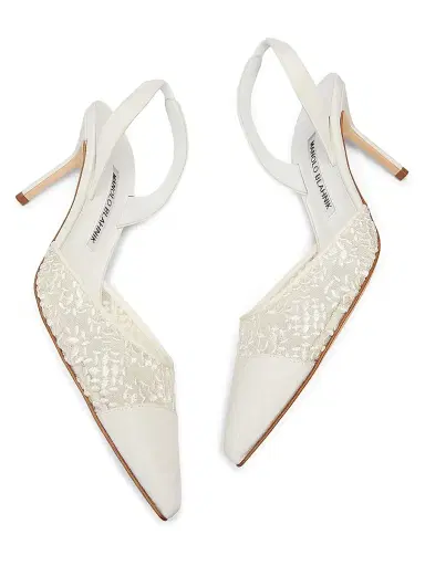 Manolo Blahnik Women's Capsli 70MM Leather Slingback Pumps - Light Cream - Size 12 | Thumbnail 6 Manolo Blahnik Women's Capsli 70MM Leather Slingback Pumps - Light Cream - Size 12 | Thumbnail 6