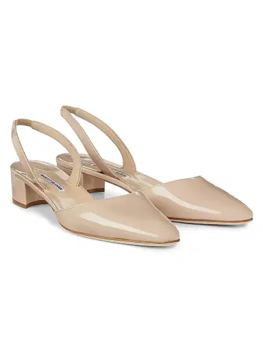 Manolo Blahnik Women's Aspro Patent Leather Slingback Pumps - Cream - Size 8.5 | Thumbnail 2 Manolo Blahnik Women's Aspro Patent Leather Slingback Pumps - Cream - Size 8.5 | Thumbnail 2