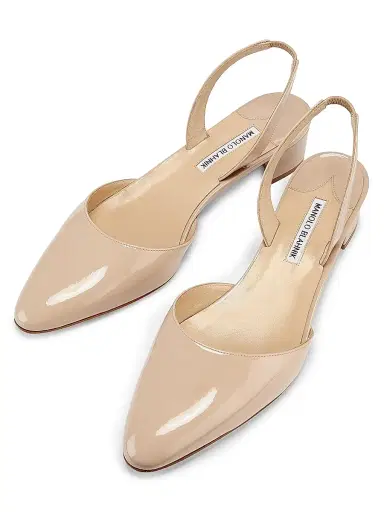 Manolo Blahnik Women's Aspro Patent Leather Slingback Pumps - Cream - Size 8.5 | Thumbnail 4 Manolo Blahnik Women's Aspro Patent Leather Slingback Pumps - Cream - Size 8.5 | Thumbnail 4