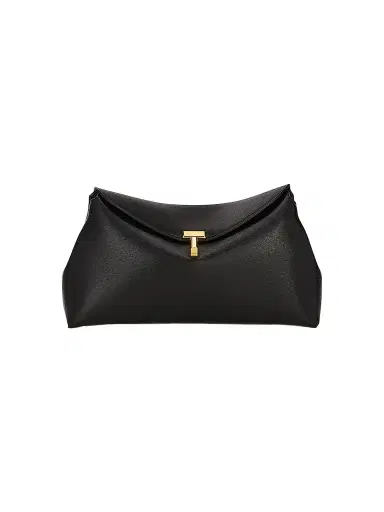 Toteme Women's T-Lock Convertible Leather Clutch - Champagne | Thumbnail 1