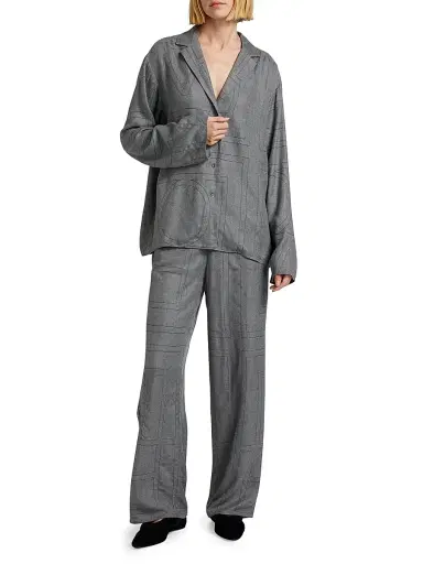 TOTEME Women's Monogram Flannel Pajama Top | Thumbnail 2 TOTEME Women's Monogram Flannel Pajama Top | Thumbnail 2