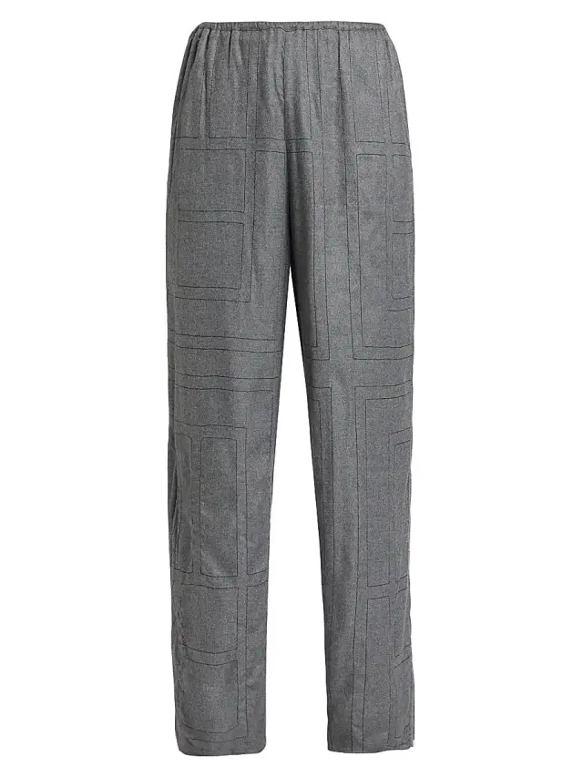 Women's Monogram Flannel Pajama Pants - Smoke Melange