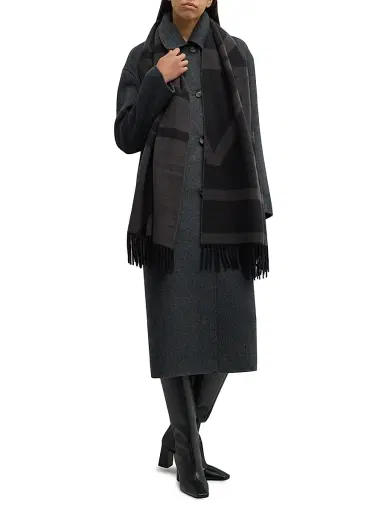 TOTEME Women's Monogram Jacquard Wool Scarf | Thumbnail 2 TOTEME Women's Monogram Jacquard Wool Scarf | Thumbnail 2