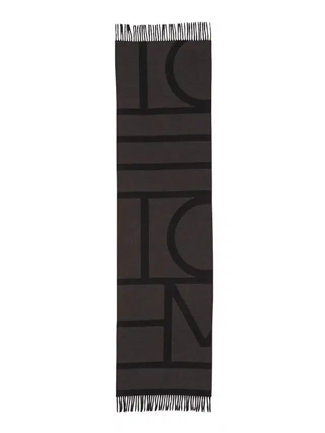 Toteme Women's Monogram Jacquard Wool Scarf - Charcoal