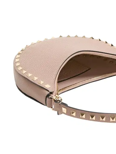 Valentino Garavani Women's Mini Rockstud Hobo Bag in Grainy Calfskin - Poudre | Thumbnail 6 Valentino Garavani Women's Mini Rockstud Hobo Bag in Grainy Calfskin - Poudre | Thumbnail 6