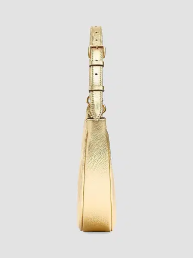 Valentino Garavani Women's VLogo Signature Mini Hobo Bag in Laminated Grainy Calfskin - Antique Brass | Thumbnail 4 Valentino Garavani Women's VLogo Signature Mini Hobo Bag in Laminated Grainy Calfskin - Antique Brass | Thumbnail 4