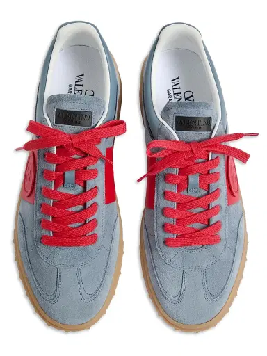 Valentino Garavani Men's Upvillage Sneakers in Split Leather and Calfskin Nappa Leather - Blue Coral - Size 10.5 | Thumbnail 3 Valentino Garavani Men's Upvillage Sneakers in Split Leather and Calfskin Nappa Leather - Blue Coral - Size 10.5 | Thumbnail 3