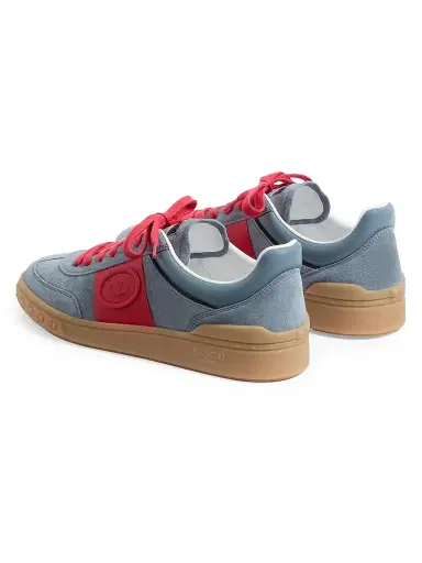 Valentino Garavani Men's Upvillage Sneakers in Split Leather and Calfskin Nappa Leather - Blue Coral - Size 10.5 | Thumbnail 4 Valentino Garavani Men's Upvillage Sneakers in Split Leather and Calfskin Nappa Leather - Blue Coral - Size 10.5 | Thumbnail 4