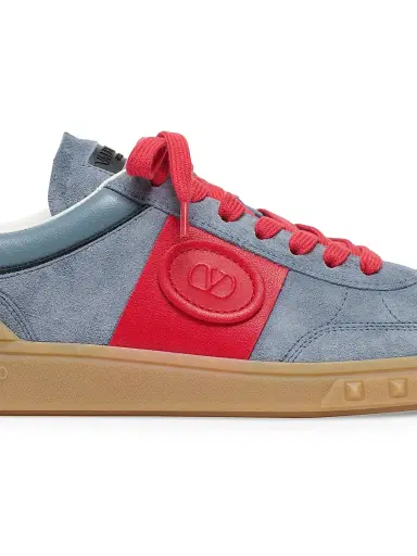 Valentino Garavani Men's Upvillage Sneakers in Split Leather and Calfskin Nappa Leather - Blue Coral - Size 10.5 | Thumbnail 5 Valentino Garavani Men's Upvillage Sneakers in Split Leather and Calfskin Nappa Leather - Blue Coral - Size 10.5 | Thumbnail 5
