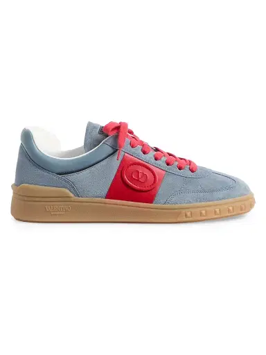 Valentino Garavani Men's Upvillage Sneakers in Split Leather and Calfskin Nappa Leather - Blue Coral - Size 10.5 | Thumbnail 1 Valentino Garavani Men's Upvillage Sneakers in Split Leather and Calfskin Nappa Leather - Blue Coral - Size 10.5 | Thumbnail 1