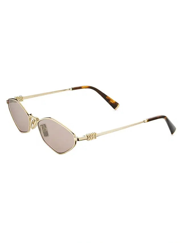Women's 56MM Geometric Sunglasses - Gold Lightbrown