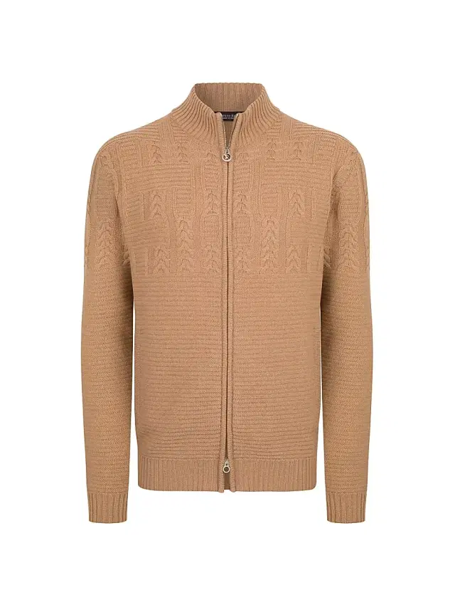 Stefano Ricci Men's Full Zip Sweater - Light Brown