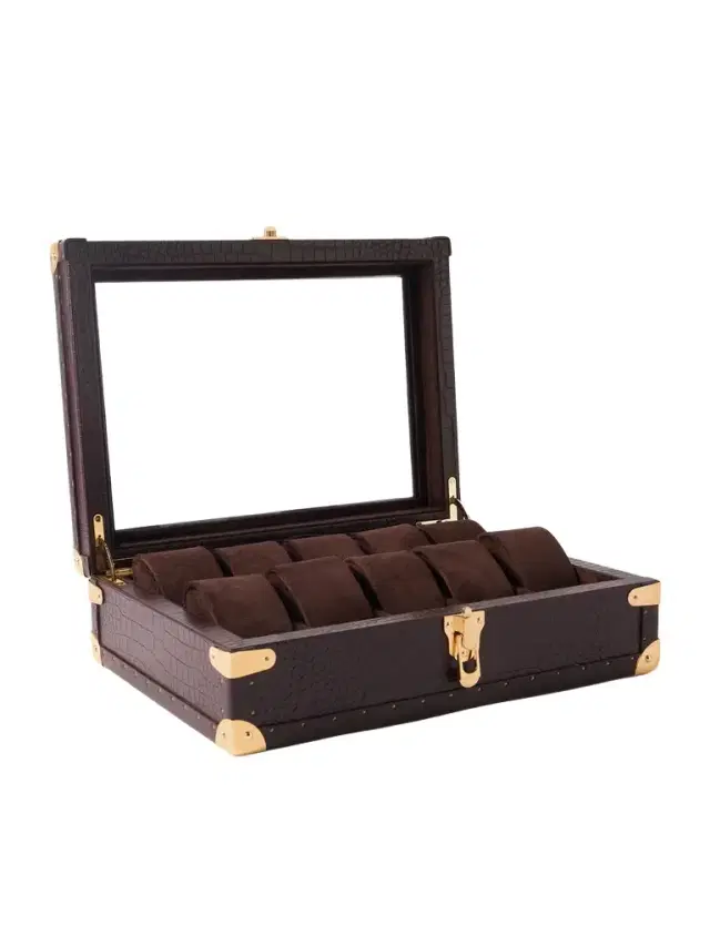 10-Piece Croc-Effect Leather Watch Box - Men