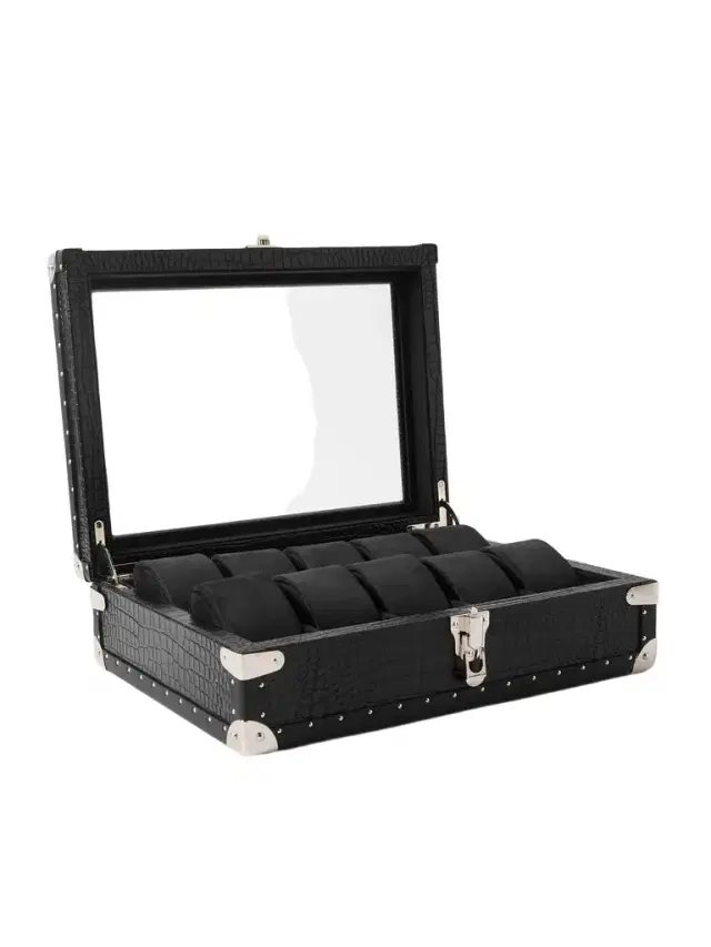10-Piece Croc-Effect Leather Watch Box - Men