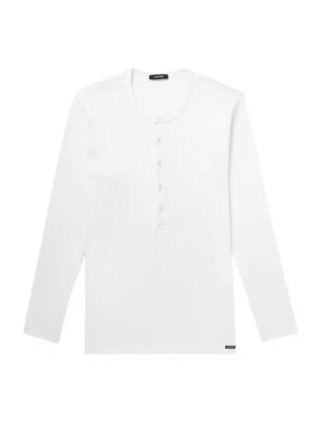 Stretch-Cotton Jersey Henley Pyjama T-Shirt - Men