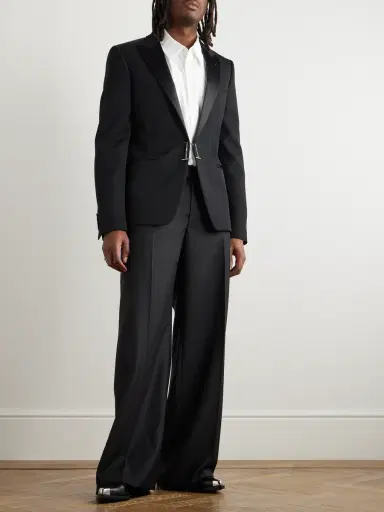 Alexander McQueen Slim-Fit Silk-Trimmed Grain de Poudre Wool Blazer - Men | Thumbnail 2