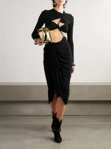 Isabel Marant Bessie Cutout Crystal-embellished Ruched Jersey Midi Dress | Thumbnail 2