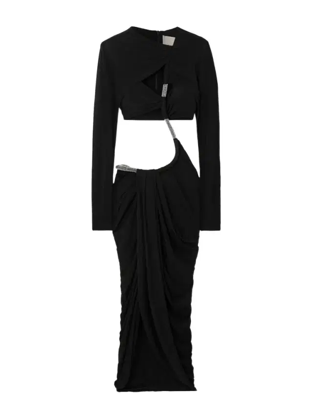 Bessie Cutout Crystal-embellished Ruched Jersey Midi Dress