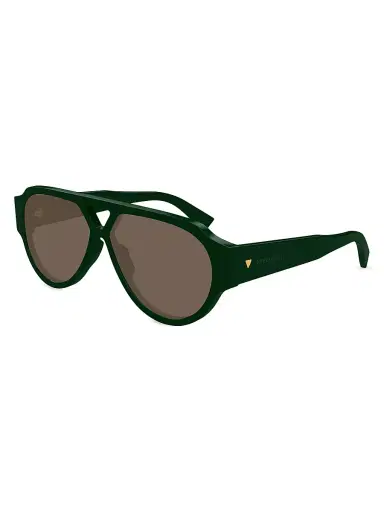 Bottega Veneta Men's Bold Triangle Stud 59MM Pilot Sunglasses - Brown Green | Thumbnail 1 Bottega Veneta Men's Bold Triangle Stud 59MM Pilot Sunglasses - Brown Green | Thumbnail 1