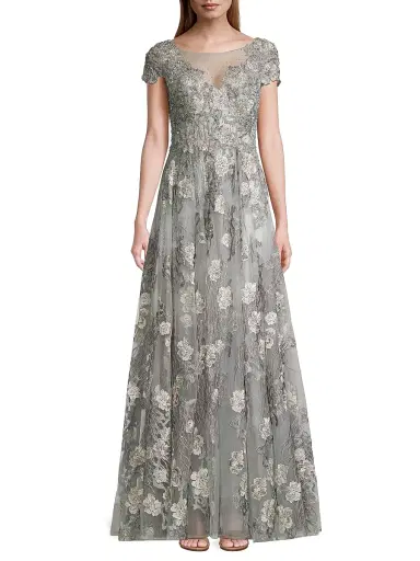 Mac Duggal Women's Cap-Sleeve Floral A-Line Gown - Cinnamon - Size 16 | Thumbnail 2