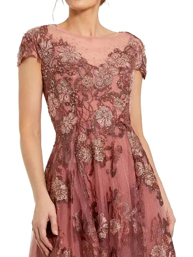 Mac Duggal Women's Cap-Sleeve Floral A-Line Gown - Cinnamon - Size 16 | Thumbnail 4
