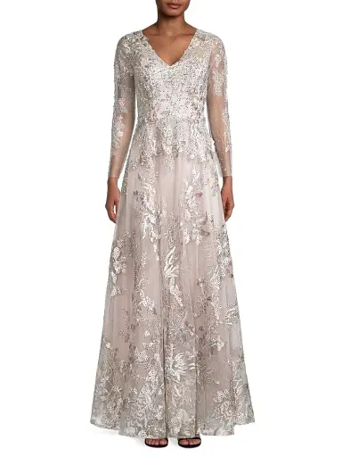 Mac Duggal Women's Embroidered Lace Gown - Vintage Lilac | Thumbnail 3 Mac Duggal Women's Embroidered Lace Gown - Vintage Lilac | Thumbnail 3