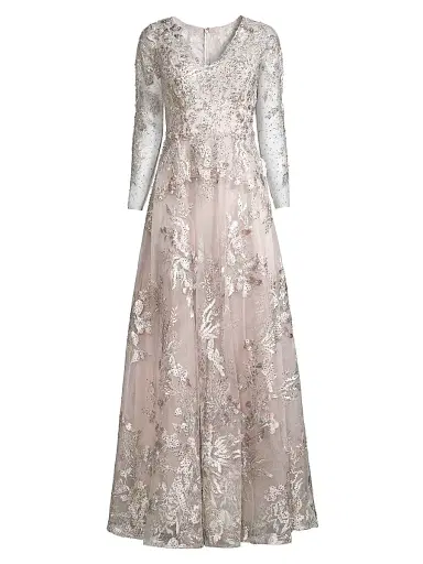 Mac Duggal Women's Embroidered Lace Gown - Vintage Lilac | Thumbnail 1 Mac Duggal Women's Embroidered Lace Gown - Vintage Lilac | Thumbnail 1