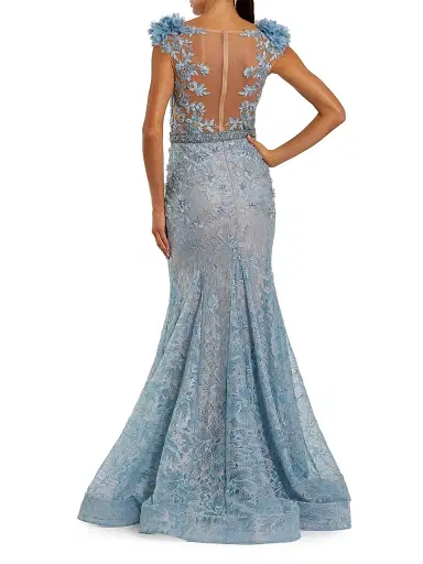 Mac Duggal Women's Beaded Lace Gown - Powder Blue | Thumbnail 3 Mac Duggal Women's Beaded Lace Gown - Powder Blue | Thumbnail 3