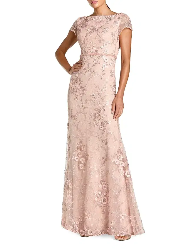 Mac Duggal Women's Beaded & Embroidered Lace Gown - Blush