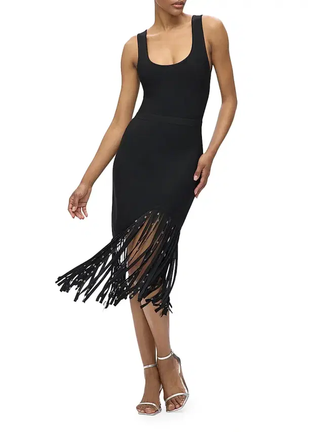 Hervé Léger Women's Reagan Hardware Fringe Midi-Dress - Black
