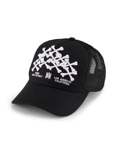 AMIRI Men's Bones Stacked Trucker Hat - Black | Thumbnail 1