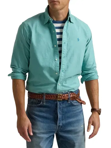 Polo Ralph Lauren Men's Classic-Fit Garment-Dyed Oxford Shirt - Deep Seafoam - Size XXL | Thumbnail 3
