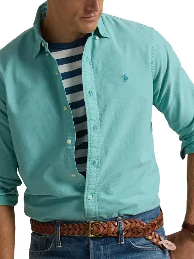 Polo Ralph Lauren Men's Classic-Fit Garment-Dyed Oxford Shirt - Deep Seafoam - Size XXL | Thumbnail 5