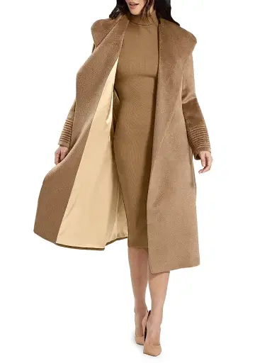 Sentaler Women's Belted Alpaca-Blend Wrap Coat - Black | Thumbnail 2